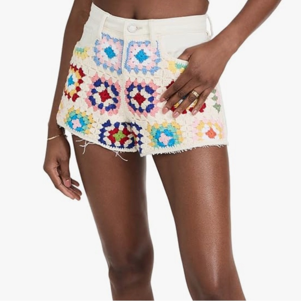 Blank NYC Women's Barrow Vintage High Rise Crochet Front Shorts Size 29